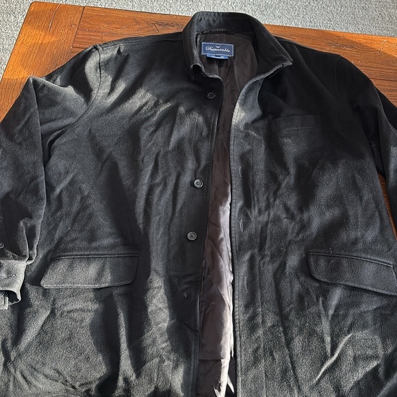 Facconable Wool Lined Overshirt Jacket Men’s Black Button Front French Size XL - Picture 11 of 14